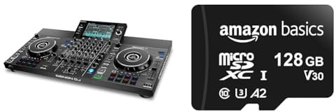 Denon DJ SC LIVE 4 - Standalone DJ-Controller & Amazon Basics – MicroSDXC-Speicherkarte, 128 GB, mit SD-Adapter, A2, U3, 100 MB/s max. Lesegeschwindigkeit, Schwarz