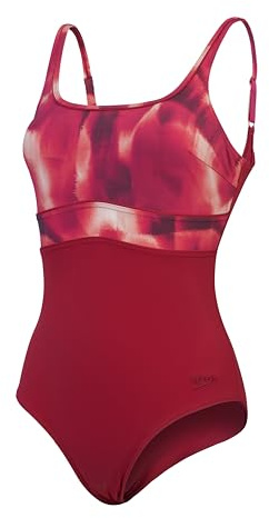 Speedo Bañador Moldeador de 1 Pieza ContourEclipse | Moldeador | Traje de baño para Las Vacaciones y la Playa Traje de baño para Mujer, Niebla Magenta/Flor Suave/Rojo Vasco, 32