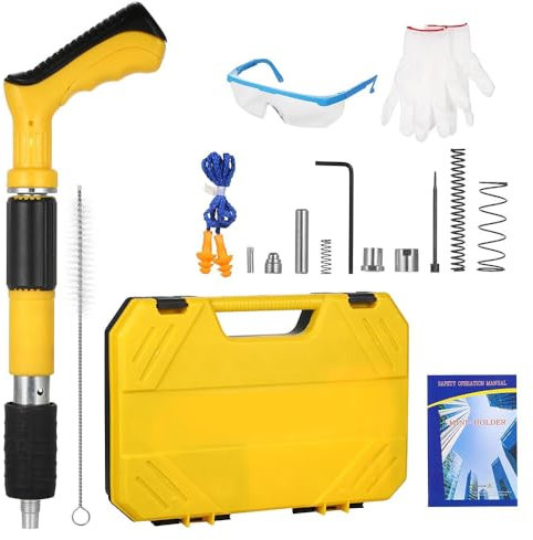 Pistolet à Clous en Acier,Outil de Pistolet à Clous,en Acier,Pistolet à Rivet,Pistolet Pneumatique pour Acier et Béton,Silencieux,5 Vitesses,Outil de Fixation Murale pour Mur en Ciment (Jaune)