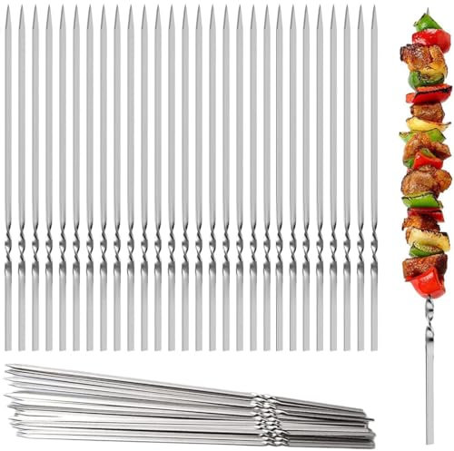 Rouladennadeln, 50 Stück, 30 cm Edelstahl Schaschlikspieße, Rouladenspieße, Rouladenklammern, Lagerfeuer- & Marshmallow-Spieße sowie Snacks und sogar für Schokoladenbrunnen geeignet