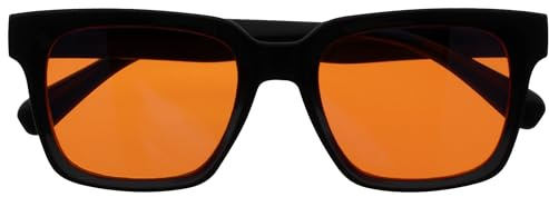 OPULIZE ERA solglasögon – orange tonad lins – antireflekterande anti-bländning UV400-skyddslinser – överdimensionerad rektangulär ram – fjädergångjärn – svart – herr dam
