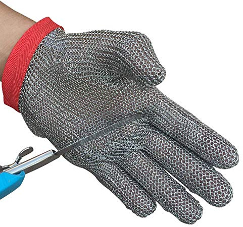 Guantes Anticortes, Guantes anticorte con Malla Protectora de Acero Inoxidable 304L, Guantes de Trabajo de Seguridad para Cocina, jardinería y Exteriores.