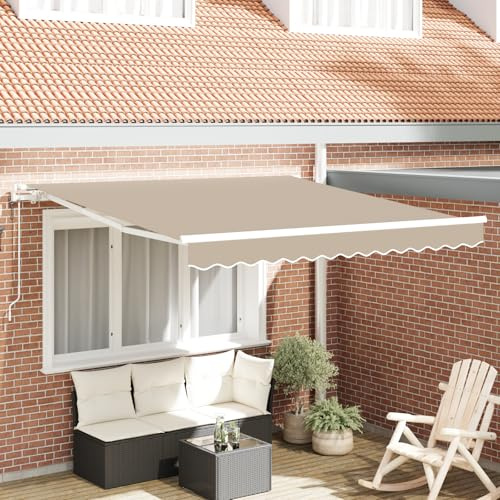 IKAYAA Toldo Motorizado 3.5 x 2.5 m, Toldo Electrico Exterior, Toldo Articulado Eléctrico con Mando a Distancia, Toldo Brazo Extensible para Terraza, Jardín, Beige