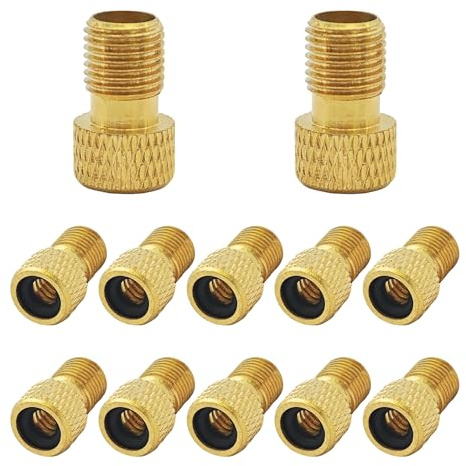 bociloy 12Pcs Brass Presta to Schrader Valve Adapter, Bike Pump Converter for Air Compressor, Convert Presta Valve to Standard Pump, Bicycle Tire Inflation Accessories(Reticulated Grain)