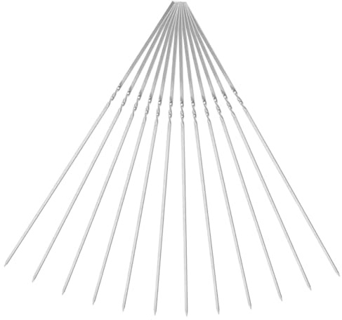 FELTECHELECTR 20 Piezas Pinchos de Barbacoa de Acero Inoxidable de Reutilizables y Resistentes al Calor para Brochetas de Carne y Verduras Diseño Plano Antideslizante para Asados y Barbacoas al