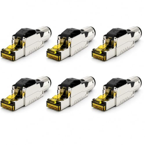 RedStar24 RJ45-kontakt verktygslös CAT 8 – Nätverkskontakt för installationskabel AWG 22-24 – CAT8 CAT7 LAN-kabel nätverkskabel Ethernet – skärmad – LSA fältkonfektionerbar – 40 Gbps – 6 stycken