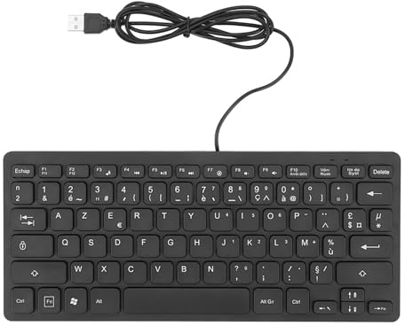 Denash 78 Tangenter Tvåspråkigt Språktangentbord, Ultratunt USB-trådt Tangentbord med Saxbrytarteknik och Stänksäker Design, för Engelska Tvåspråkiga Användare på Kontoret eller Hemma (Fransk