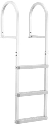 VEVOR Removable Dock Ladder, 3 Steps, Aluminum Alloy Pontoon Boat Swim Ladder, with Non-Slip Wide PP Steps, 500 lbs Weight Capacity, Quick Release Design, for Lake Swimming, Pool, Marine Boarding