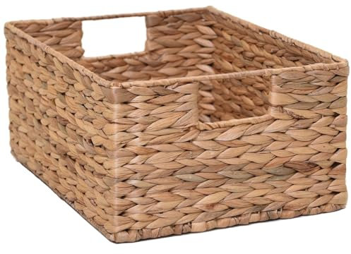 VIVANNO Panier tressé Panier d'étagère Panier d'armoire Jacinthe d'eau naturelle Lanta - 16 x 34 x 27 cm