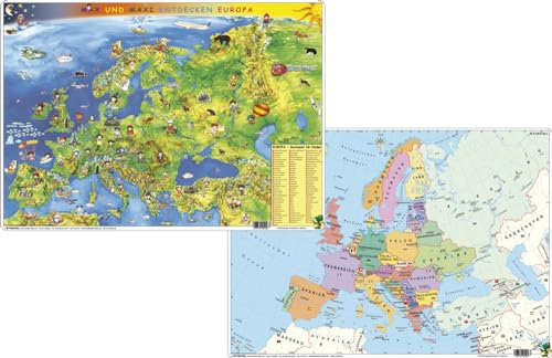 Kindereuropakarte physisch politisch DUO Schreibunterlage klein Max und Maxi entdecken Europa NEUE AUFLAGE