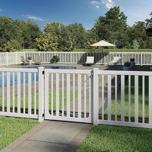 WamBam Sturbridge Yard or Pool Gate, White Vinyl No Dig DIY Kit
