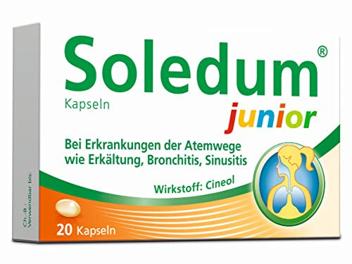 Soledum Kapseln Junior | 20 Kapseln | Erkältungskapseln für Kinder mit Cineol bei Erkrankungen der Atemwege wie Bronchitis, Sinusitis