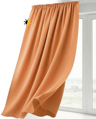 BEAUTEX Verdunkelungsgardine mit Kräuselband U-Band, Blackout Vorhang Blickdicht abdunkelnd, Größe und Farbe wählbar (Breite: 140 cm, Höhe: 225 cm, Terra)