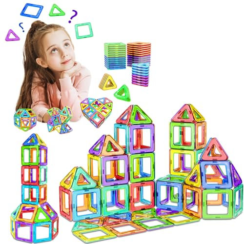 COOLJOY Magnetische Bausteine, 40 Teile Magnetbausteine Magnete Kinder, Magnetspielzeug Tiles, Magnet bausteine für Spielzeug ab 3 4 5 6 Jahre Kinder Jungen und Mädchen Geschenk
