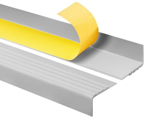 Quest Trappkantprofil PVC självhäftande 30x27 mm halkfri – grå, 150 cm