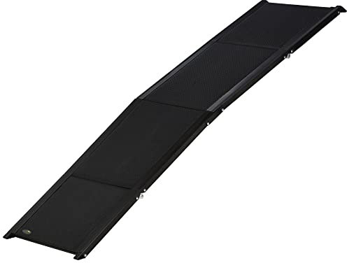 PawHut Haustierrampe Hunderampe Klappbare Autorampe, Kofferraumrampe aus Alu, Rutschfestes Hundeeinstiegshilfe für Autos, LKWs und SUV, bis 40 kg, 158 x 43,5 cm Schwarz