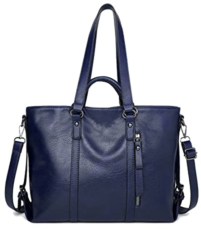Aileese Tote Handbags for Women Retro Soft Leather Hobo Purses Fashion Crossbody Large Shoulder Bags Blue