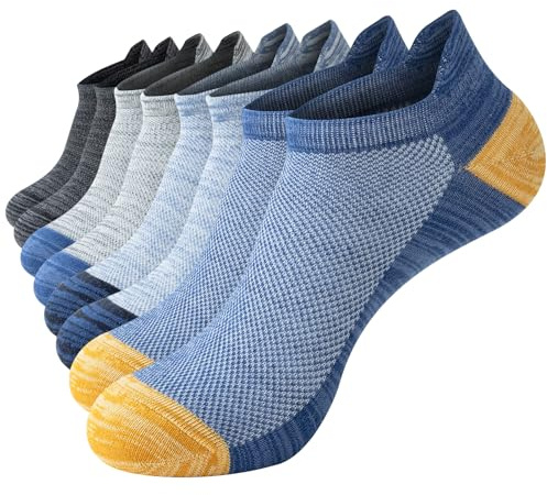 Niofind Mens Trainer Socks 8 Pairs, Low Cut Ankle Socks for Men and Women, Breathable Cotton Running Socks, Ideal for Casual, Sports, Walking and Gym, Multipack 9-11
