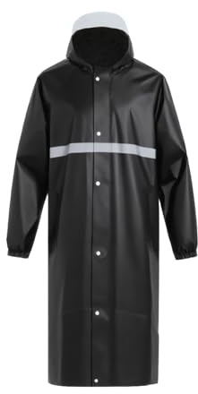 Fayemint Poncho de Lluvia Impermeable, Poncho Reutilizable, Poncho para Viajes, con Bandas Reflectantes, para Trekking, Senderismo, Camping al Aire Libre (Negro)