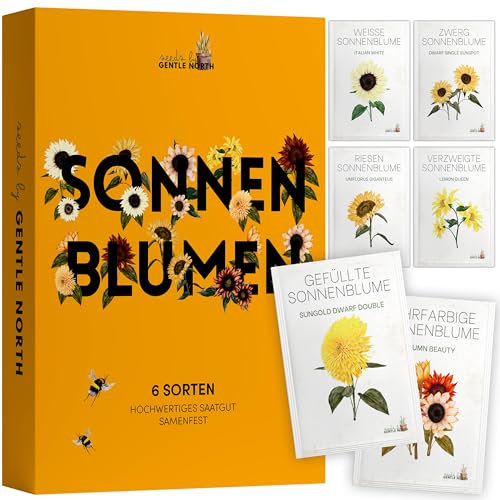 Sonnenblumen Samen Set - 6 Sorten in Samentütchen für die eigene Anzucht - Sonnen Blumen Samen ideal für Gartenliebhaber - Samenfestes Saatgut frei von Chemie