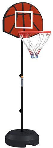 SPORTNOW Canasta de Baloncesto con Diana Magnética y Dardos Aro de Baloncesto con Altura Ajustable 129-179 cm Base Rellenable para Interior Negro