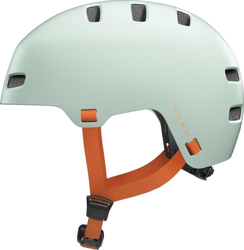 ABUS Fahrradhelm XOXO - Cityhelm im Skater-Look - Helm für Skateboard, Fahrrad, Scooter - mit optimiertem Kinnpolster - für Jugendliche und Erwachsene - Größe S, Grün