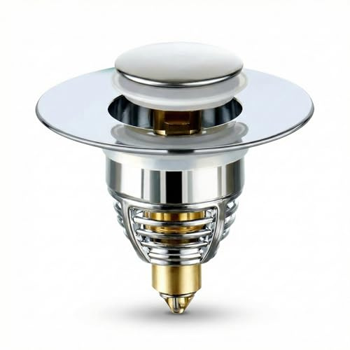 Tapón Universal para Lavabo VAZCAN®, Drenaje de Latón y Acero Inoxidable con Diseño Antiobstrucción, Ajuste Fregaderos de Baño y Cocina, Instalación Fácil y Duradera