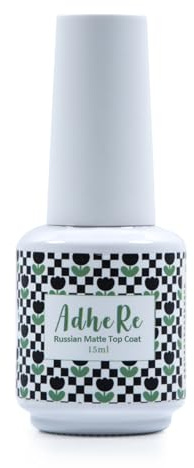 ADHERE Capa superior mate rusa - 15 ml - Capa superior de esmalte de uñas en gel, acabado brillante en gel de color transparente para esmalte en gel UV LED
