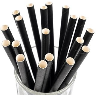 Inoverse 500 pajitas de papel biodegradables, diámetro 8 mm, longitud 24 cm, para cócteles, fiestas y catering, color negro