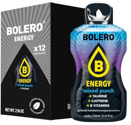 Bolero Energy Mixed Punch 7 g x 12 Beutel | Sugar-Free Powder Drink | Vegan & Gluten-Free | For Active Lifestyles