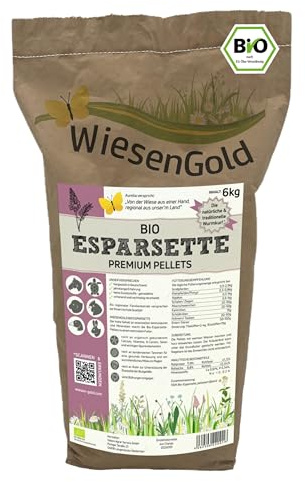 Esparsette Cobs Bio, WiesenGold® Bio-Esparsette Pellets/Cobs (6kg) – Premium Pferdefutter, naturnaher Anbau, Heimtierfutter, natürliche Wurmkur