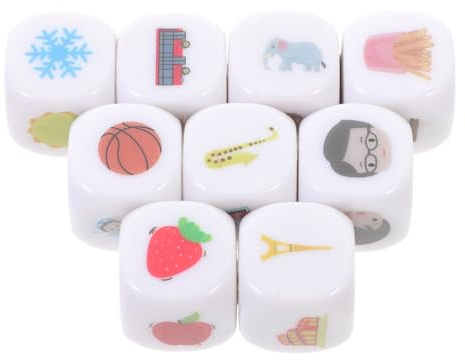 VICASKY Dadi Narrativi per 9 Pezzi Illustrazioni Colorate, Accessori Didattici per Storytelling e Apprendimento Linguistico, Set Compatto Busta per Gioco Educativo e Sviluppo Creativo