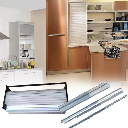 Manual Aluminum Roller Shutter Cabinet Door, Foldable Tambour Door Kit For Shower, Pantry, Wardrobe & Office Spaces(W 18 x H 32 inch)