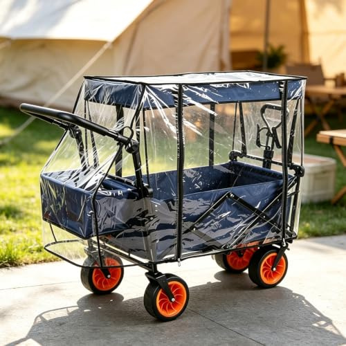 Bollervagn regnskydd, vikbart transparent trolleyregnskydd med sidodörr, 115 x 51 x 75 cm vattentätt barnvagnsskydd för shopping, trädgård, camping, picknick