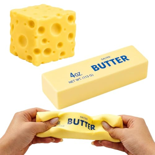 2 Pcs Butter Cheese Squishy,Jouets Anti-Stress en Forme de Bâtonnets Beurre