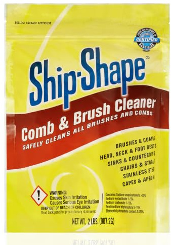 Ship-Shape Professional Comb and Brush Cleaner (2 lbs) – Heavy Duty Hair Brush Cleaner Powder – Removes Hair Color, Oils & Hairspray Residue – Safe for Brushes, Rollers & Salon Surfaces
