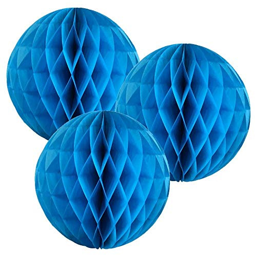12(30CM) Paper Honeycomb Balls (Pack of 3) Several Colours Available (Mid Blue)
