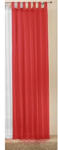 Schlaufenschal Vorhang transparente einfarbige Gardine aus Voile, viele attraktive Farbe, Sondergröße, 225x140 cm (HxB), Rot, 61225