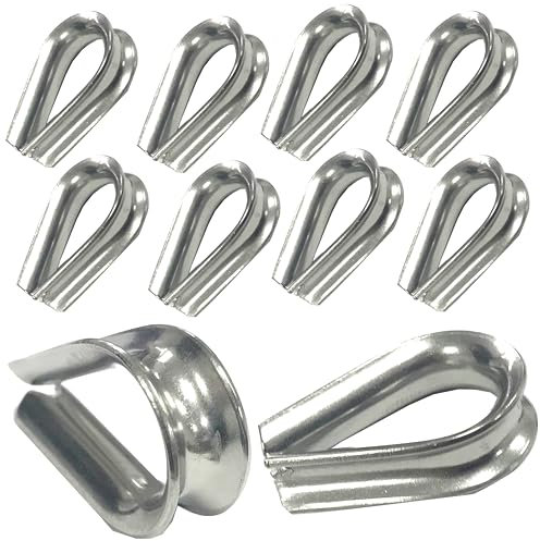 2mm Wire Rope Thimble Made From Marine Grade A4 Stainless Steel Corrosion-Resistant Wire Fasteners for Boats, Yachts, and Marine Applications (Pack of 10)