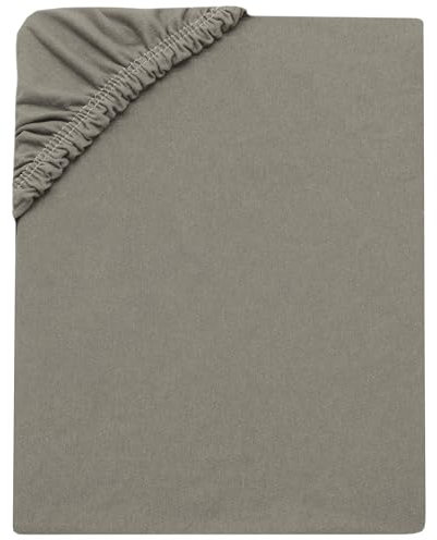 ZOLLNER Spannbettlaken in 100x200cm - Matratzenhöhe bis 20cm - Baumwolle - mit praktischem Gummizug - waschbar bis 60°C - in Taupe - Oeko Tex® Zertifiziert