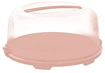 Rotho Fresh hoher Tortendeckel mit Haube und Tragegriff, Kunststoff (PP) BPA-frei, pink, (35.5 x 34.5 x 16.5 cm)