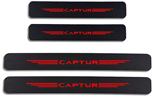 EAGLEG 4 Piezas Pegatina para Umbral de Coche para REN-Ault CAPTUR, Película Protectora Estribos Fibra Carbono Autoadhesivo Puerta Guardias del Borde Decoración Accesorios,Red