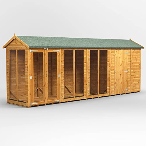 Powersheds High Grade Premium Apex Summer House Combined with 6 ft Storage Wooden Shed with Security Features, PVC Window Sills, Door & Window Flexibility, made from Extra Thick Timber