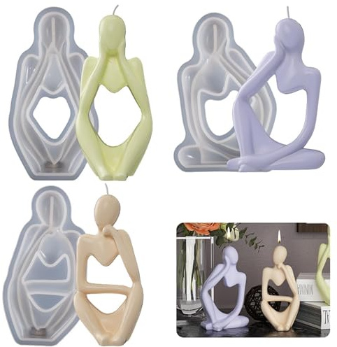 FZSECRIU 3 stycken silikonform ljushållare ljus själv göra set, epoxiharts set nybörjare silikonformar epoxiharts formar silikonform gjutformar silikon