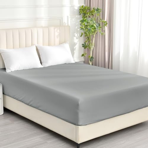 David's Home Spannbettlaken für Doppelbetten aus 100 % gewaschener Baumwolle, ultraweiches Unterlaken mit 2,5 cm breiteren, elastischen Taschen mit 40,6 cm tiefen Taschen, hautfreundlich,