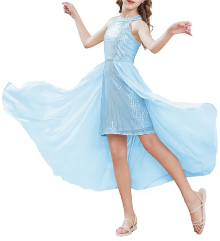 GRACE KARIN Sequin Flower Girl A-Line Party Dress Chiffon Overlay Decorated