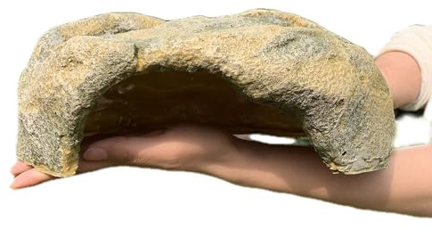 ZXUAQNOE Extra Large Reptile Hide - Resin Snake Caves for Ball Pythons, Simulation Rock Hideout for Habitat Lizard, Leopard Gecko, Bearded Dragon, Yellowish-Brown