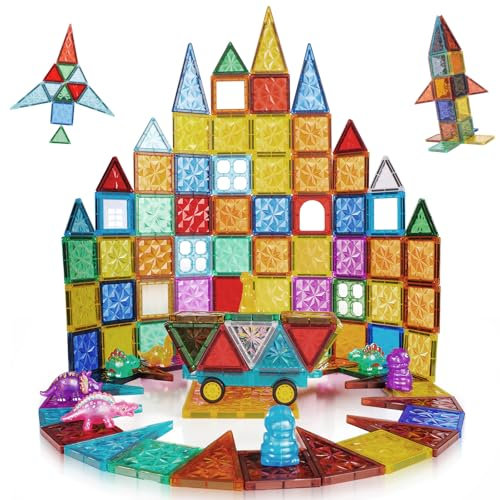 MINGPINHUIUS Blocs magnétiques, Briques de Construction magnétiques 87 pièces, Jouet magnétique coloré et Robuste pour la créativité & l'apprentissage, idéal pour Les Enfants de 3 à 10 Ans
