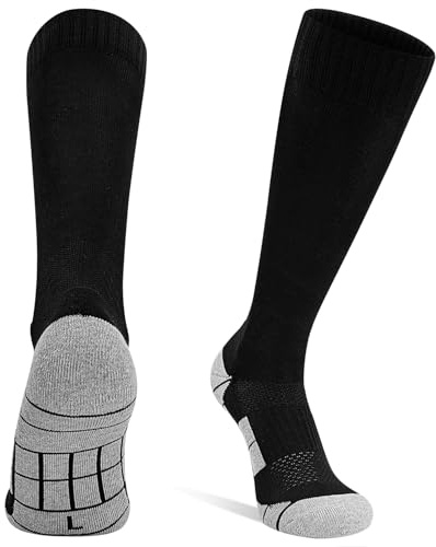 DECOVICI Fußball Socken 1 Paar, Fussball Socken Kinder Männer 30-47, Kniehohe Fußballstutzen für Jungen Mädchen Lange Sportsocken für Rugby Basketball Hockey Laufen Training(35-39,Schwarz)