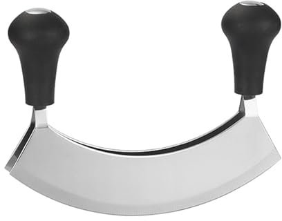 Coltello a Doppia Lama Trita Erbe, Mezzaluna Chopper, Mezzaluna a Filo, Mezzaluna da Cucina, Taglia Verdure Manuale, Coltello da Cucina con Lama Curva per Tagliare Verdure, Erbe, Carne, Alimenti